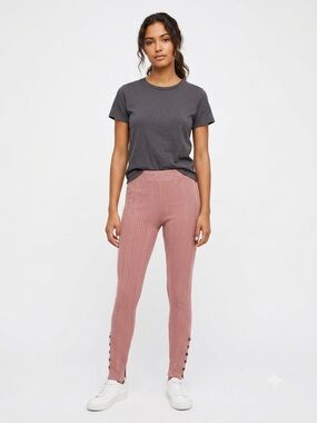 Free People Intimately Ribbed Leggings Dust Rose Size S Loungewear Balletcore
